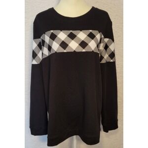 Blooming Jelly Plaid Shirt Size 2XL XXL NEW Black Womens Long Sleeve Top 1345